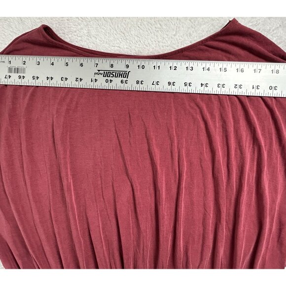 Moulinette Soeurs Womens Burgundy Ruched Midi Dress Medium Short Sleeve Stretch - Picture 6 of 10